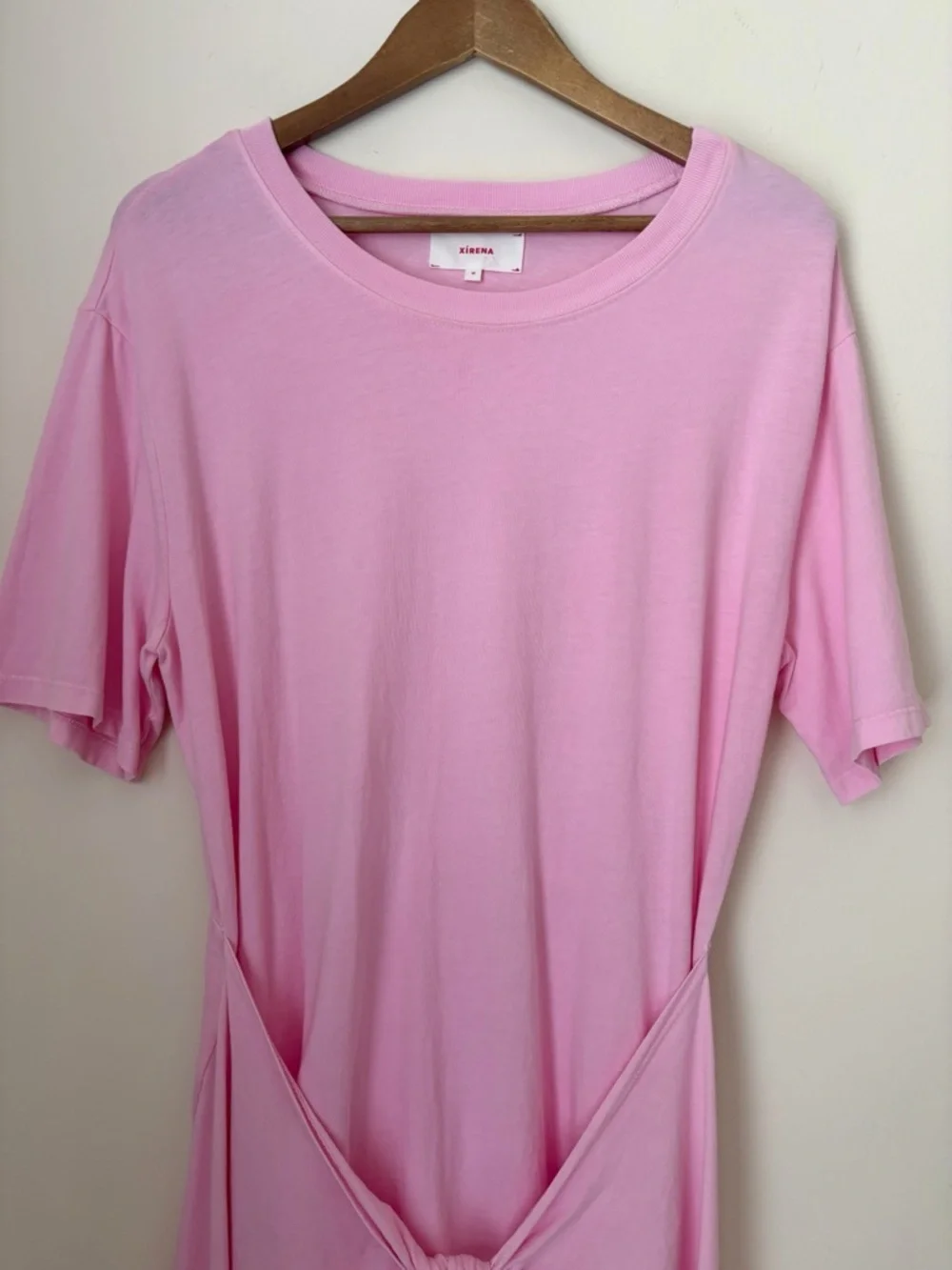 Xirena Pink Tie Front T Shirt Emme Dress Medium Summer Classic - Picture 3 of 9